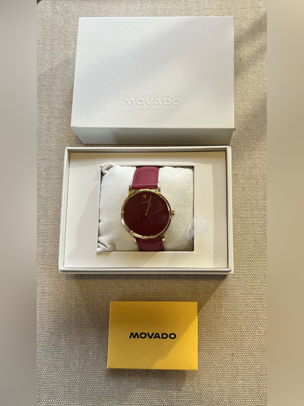 Movado Signiture Watch With 40mm Red Face & Red Leather Band - Picture 8 of 8